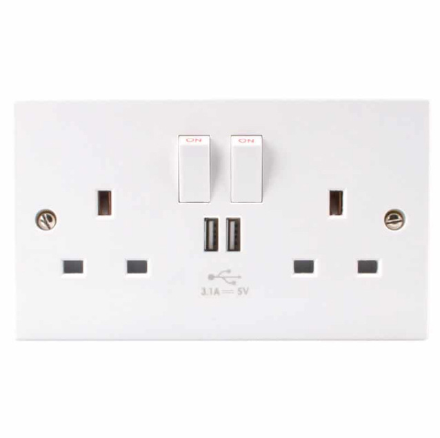 2 British wall socket usb outlet