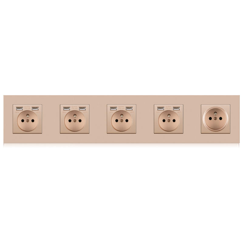 Main-03-2 USB sockets and 5 gang wall socket