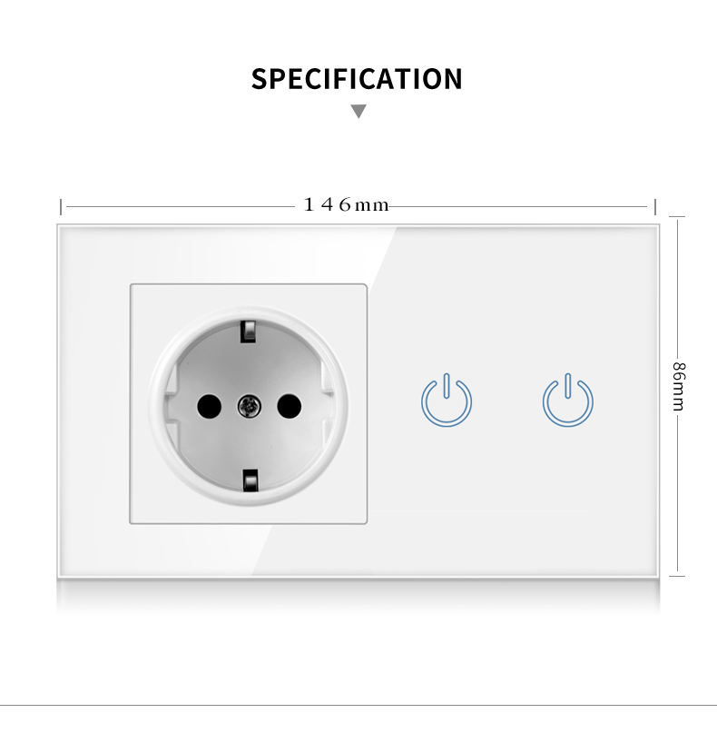 Main-05-3 wall sockets with 2 touch switches