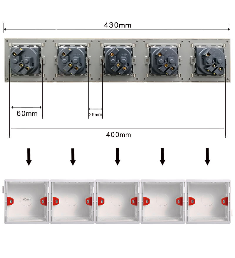 Main-07-2 USB sockets and 5 gang wall socket