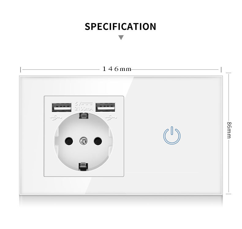 Main-03 touch switch with tempered glass panel